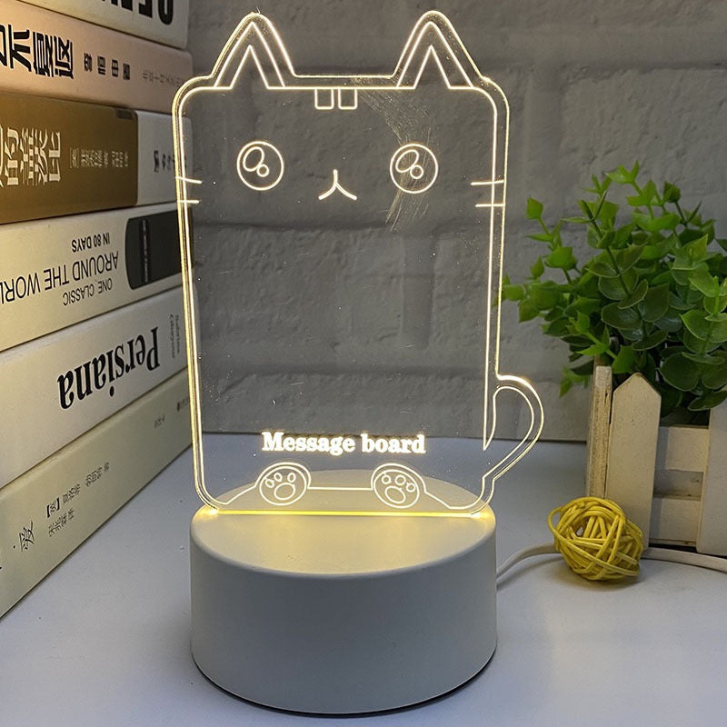 3d handwritten message board night light