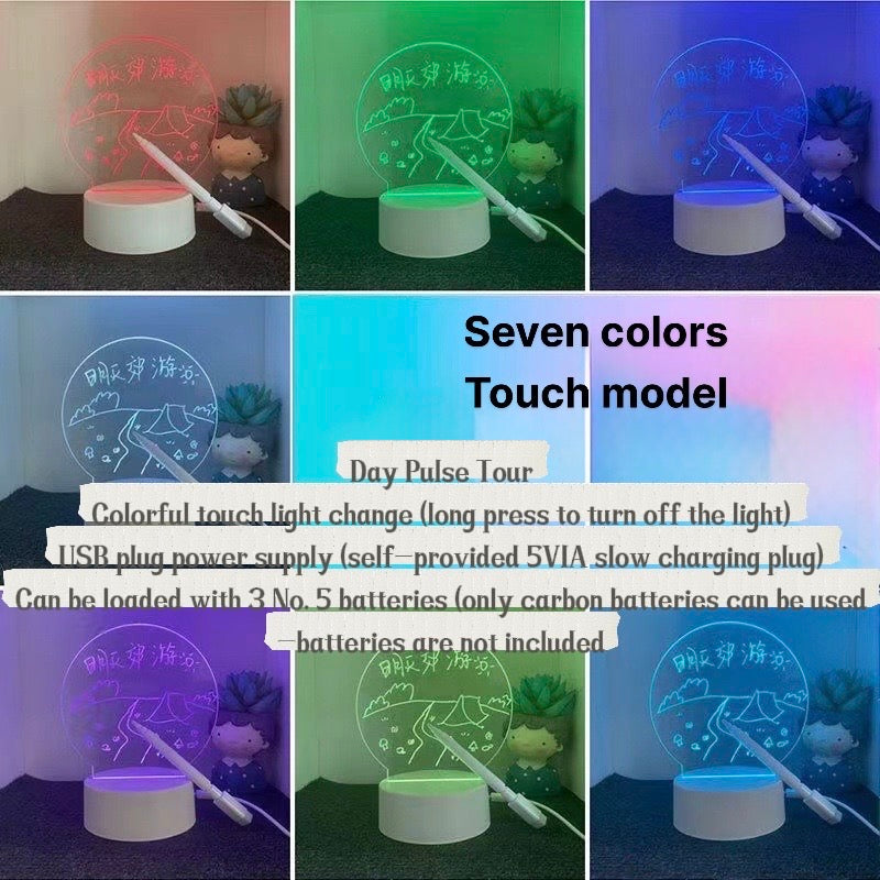 3d handwritten message board night light