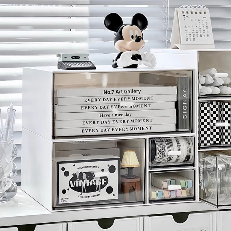 Desktop storage box drawer-style stacking student cosmetics office stationery pen transparent acrylic desk