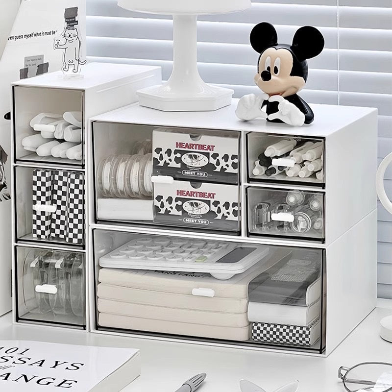 Desktop storage box drawer-style stacking student cosmetics office stationery pen transparent acrylic desk