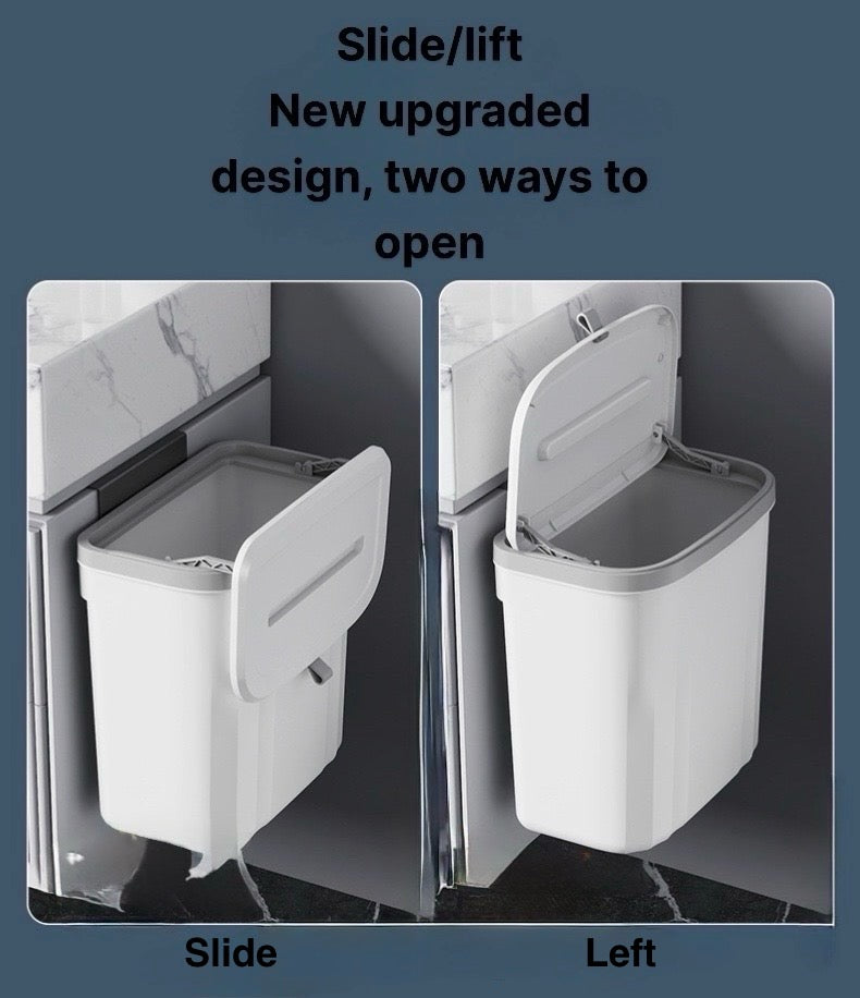 Wall Mounted Hanging Kitchen Trash Can – No Drilling, Space-Saving, Odor-Sealed