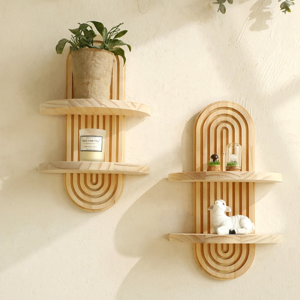 Bohemian Oval Thread Creative Solid Wood Wall Flower Pot Rack Wooden Crafts
