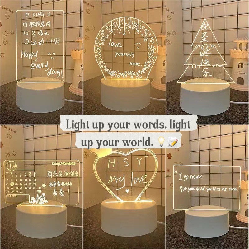 3d handwritten message board night light