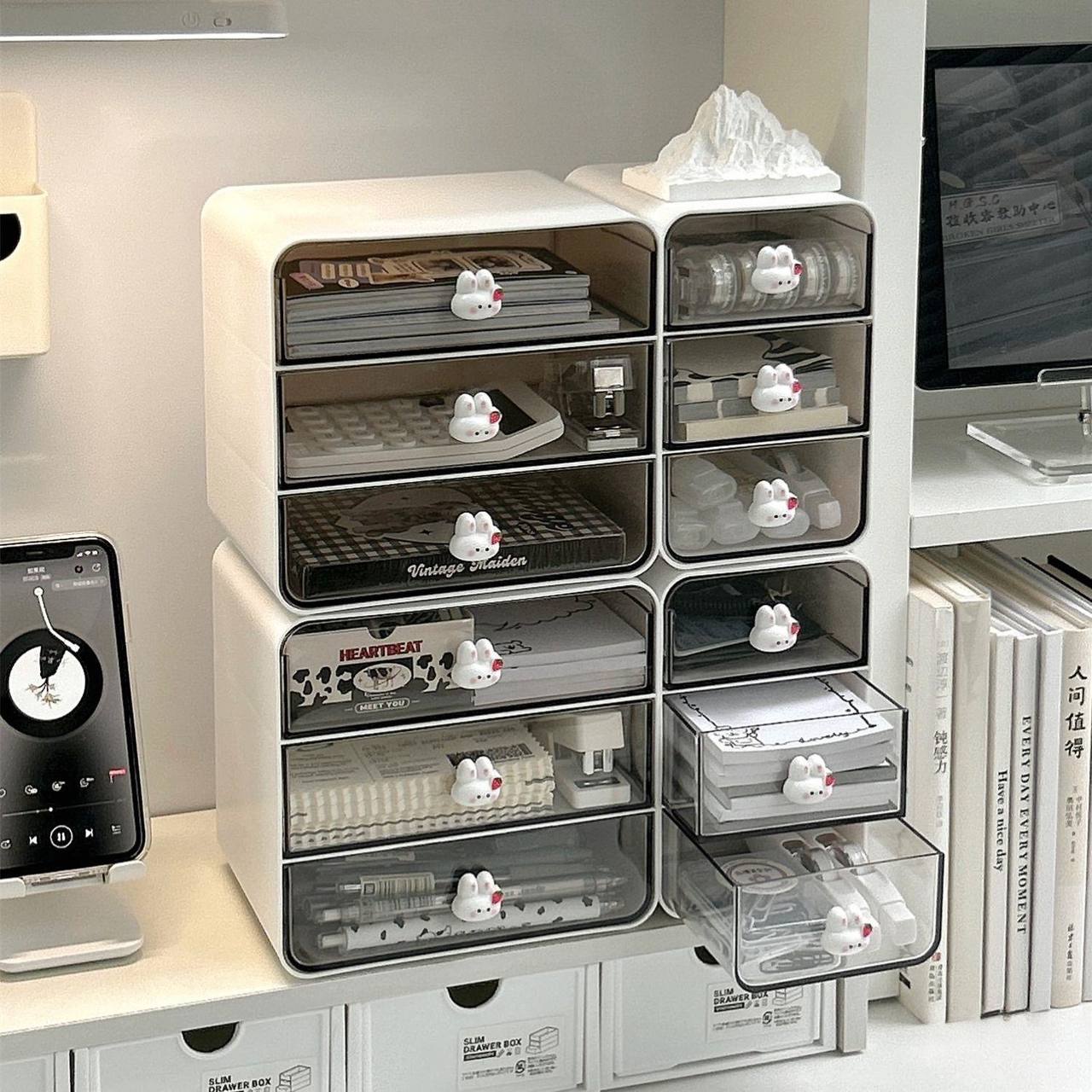 Desktop drawer storage box for office desk cosmetics