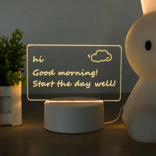 3d handwritten message board night light