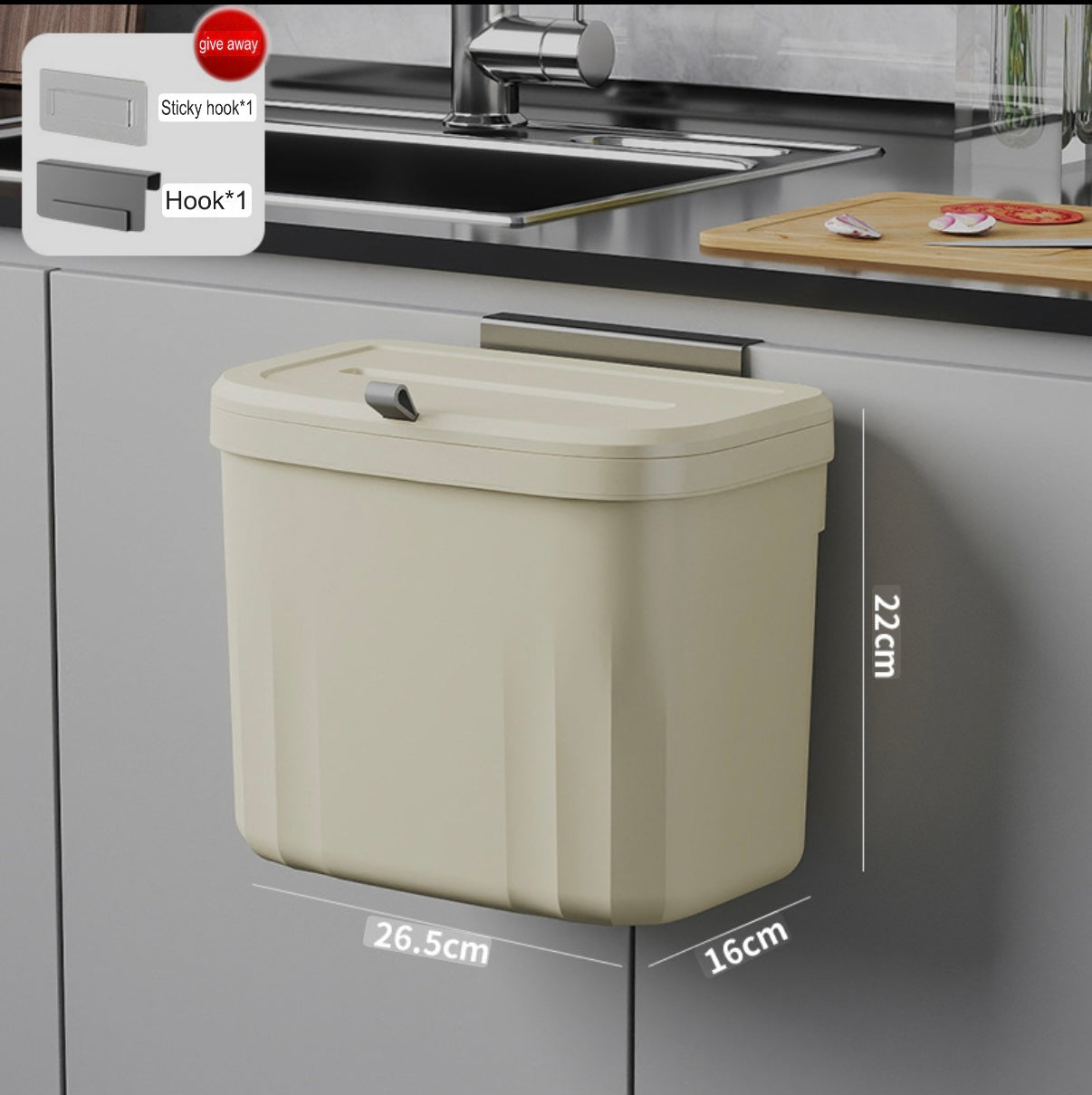 Wall Mounted Hanging Kitchen Trash Can – No Drilling, Space-Saving, Odor-Sealed