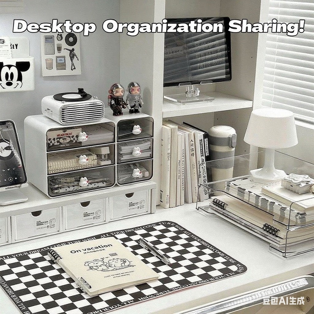 Desktop drawer storage box for office desk cosmetics