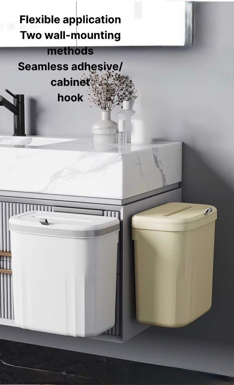 Wall Mounted Hanging Kitchen Trash Can – No Drilling, Space-Saving, Odor-Sealed
