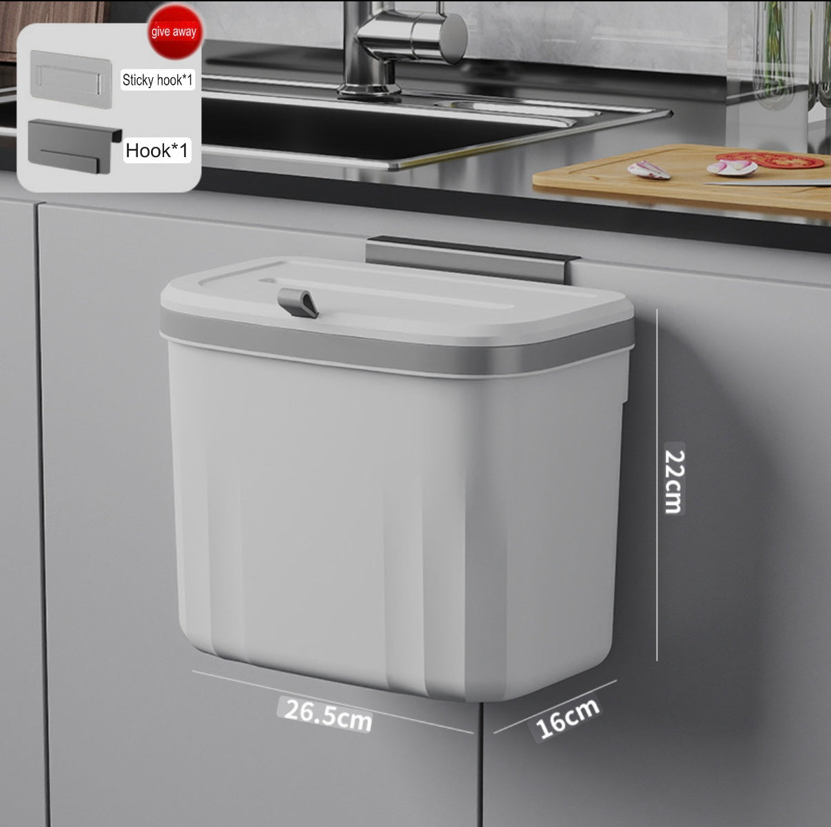 Wall Mounted Hanging Kitchen Trash Can – No Drilling, Space-Saving, Odor-Sealed