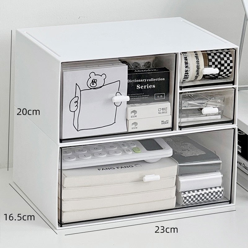 Desktop storage box drawer-style stacking student cosmetics office stationery pen transparent acrylic desk