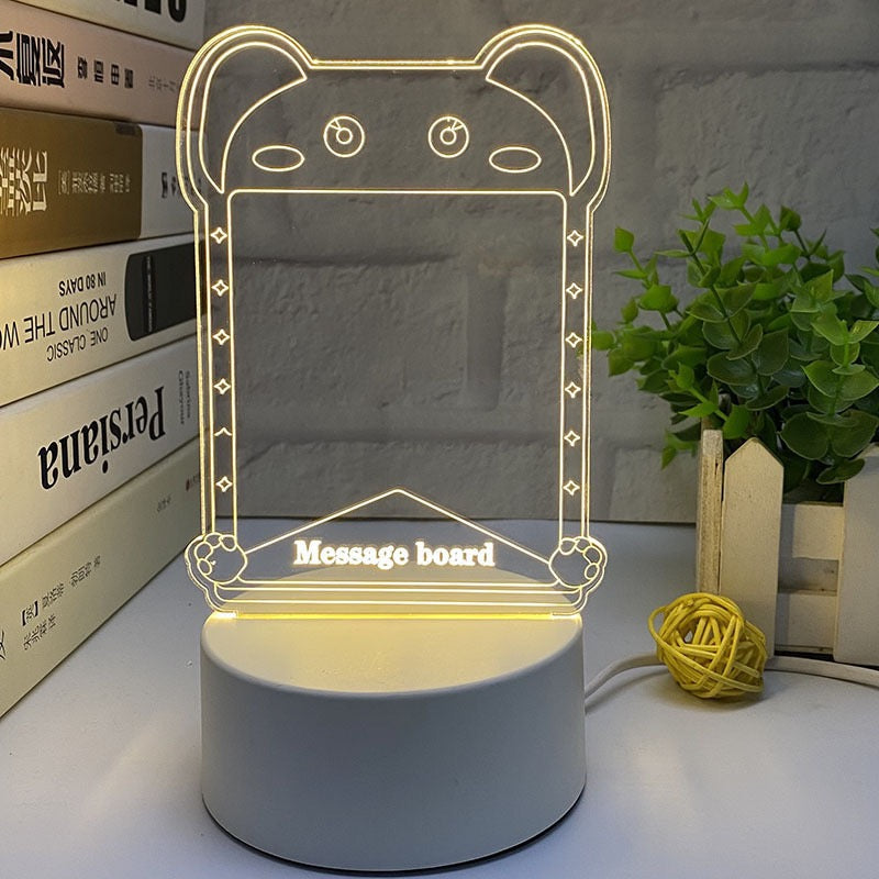 3d handwritten message board night light
