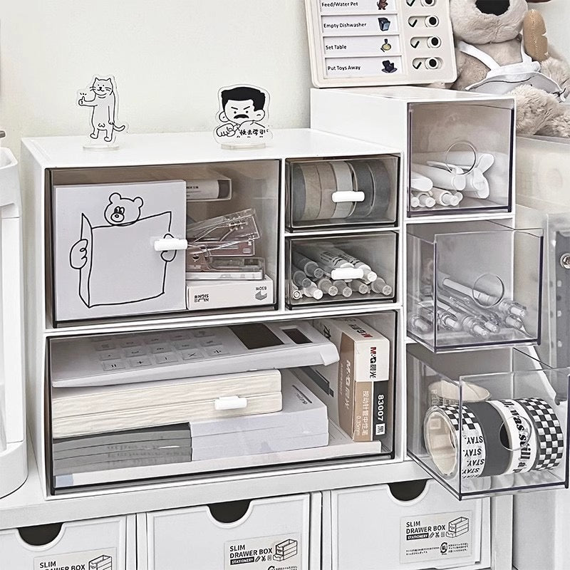 Desktop storage box drawer-style stacking student cosmetics office stationery pen transparent acrylic desk