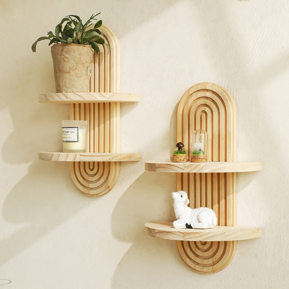 Bohemian Oval Thread Creative Solid Wood Wall Flower Pot Rack Wooden Crafts