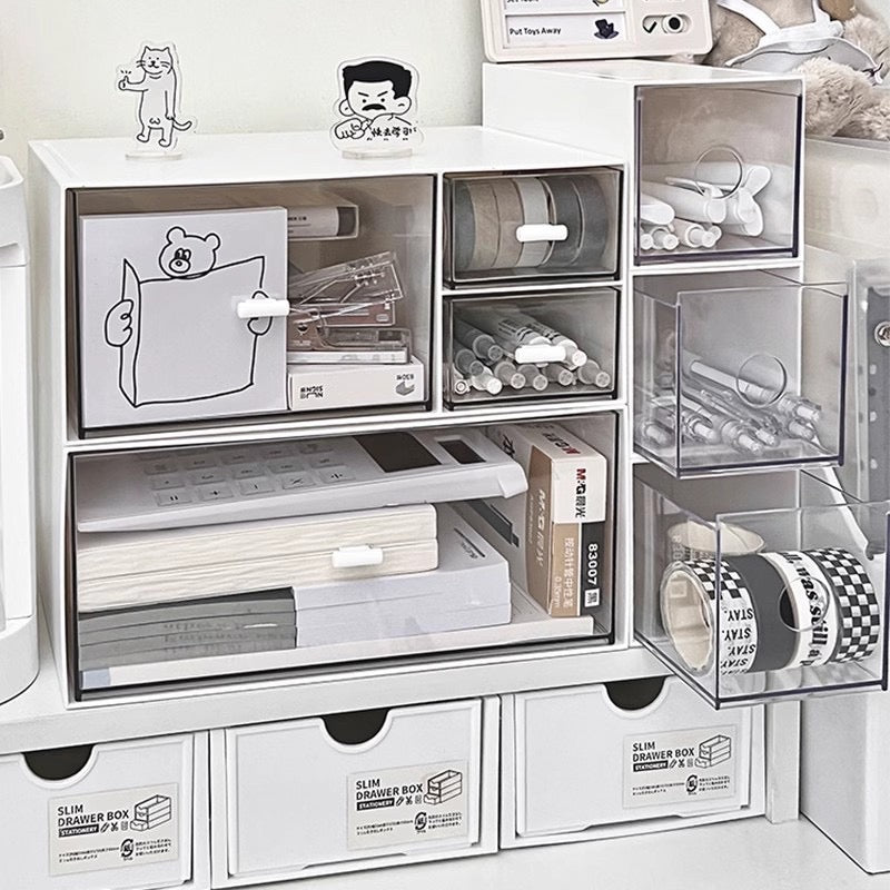 Desktop storage box drawer-style stacking student cosmetics office stationery pen transparent acrylic desk