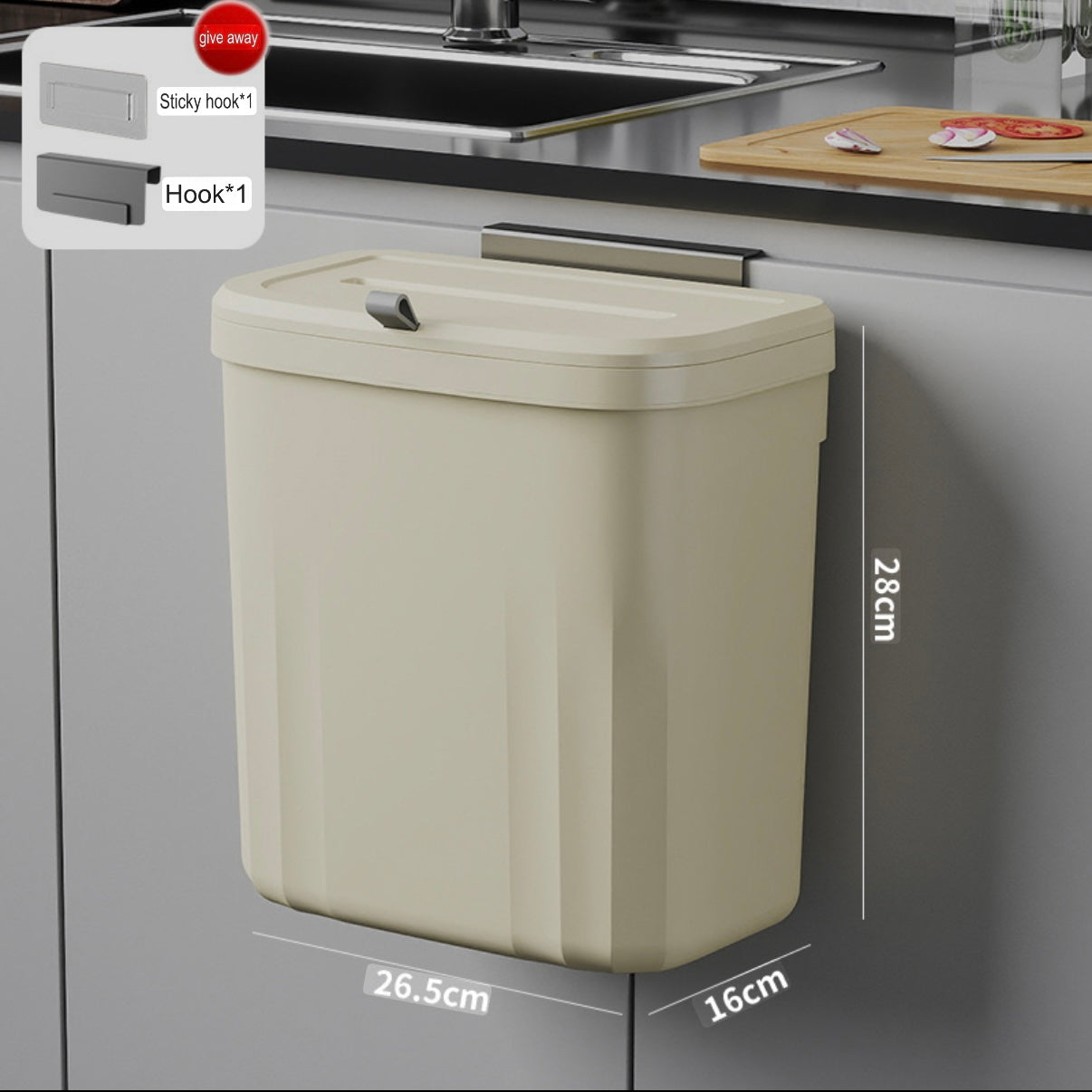 Wall Mounted Hanging Kitchen Trash Can – No Drilling, Space-Saving, Odor-Sealed