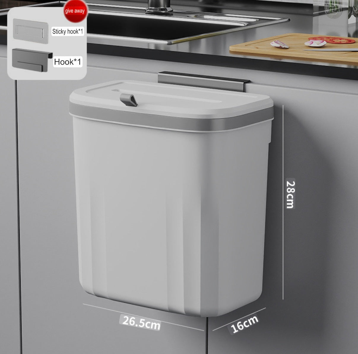 Wall Mounted Hanging Kitchen Trash Can – No Drilling, Space-Saving, Odor-Sealed